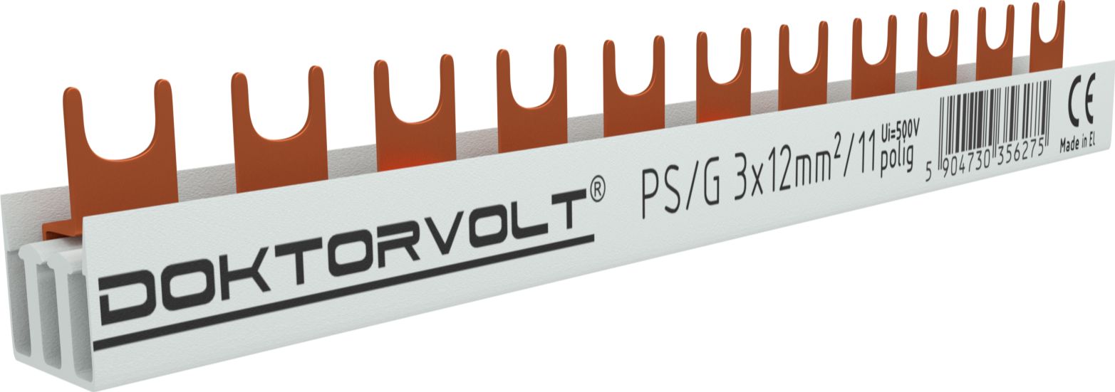 Doktorvolt Szyna łączeniowa grzebieniowa PS/G 3-fazowa 11-modułowa 12mm2 80A DV 6275
