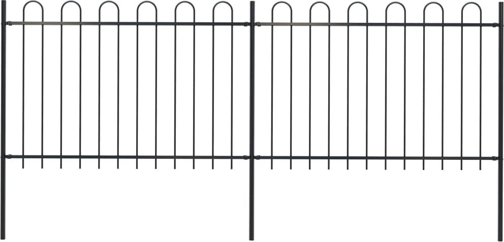 vidaXL Ogrodzenie z zaokrąglonymi końcami, stalowe, 3,4x1,2 m, czarne