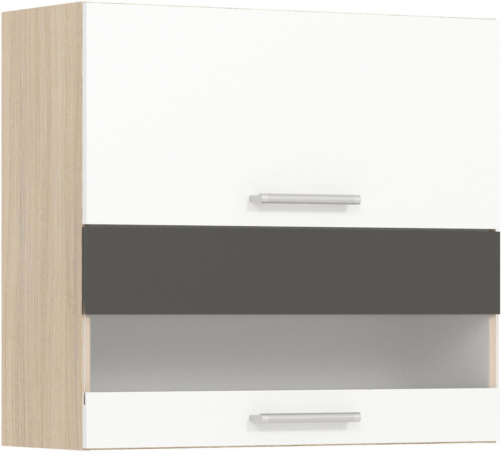 Szafka górna witryna kuchenna wisząca uchylna MODENA MD9/G80W biały połysk / grafit