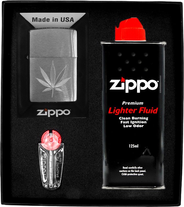 Zestaw ZIPPO Zapalniczka LEAF DESIGN ENGRAVED Prezentowy No1