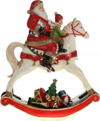 Kaemingk Figurka świąteczna konik na biegunach z mikołajem 34 cm