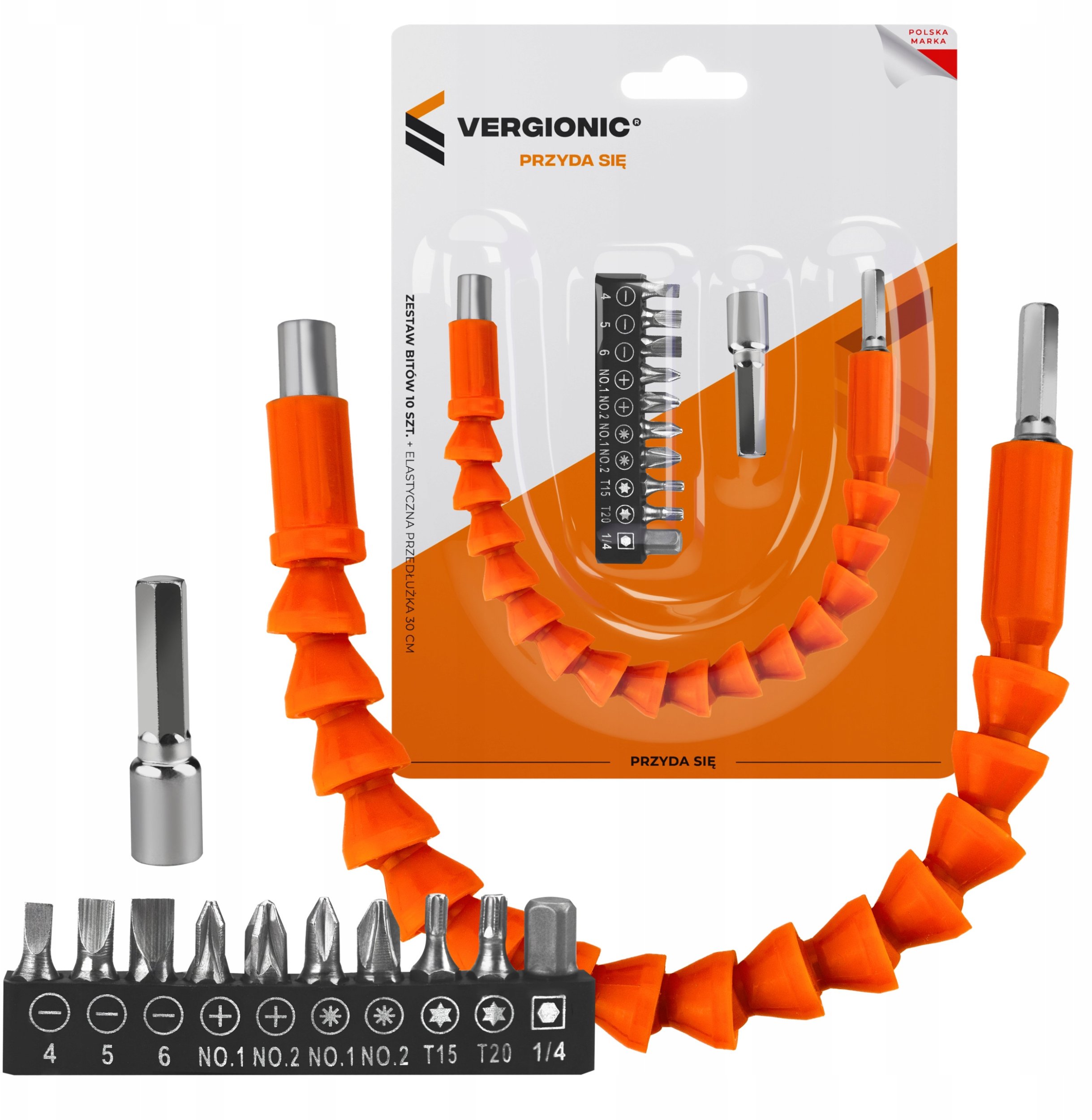 Zestaw bitów 10 szt. + elastyczna przedłużka 30 cm