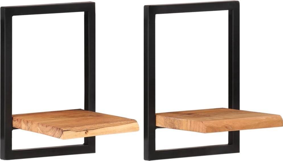 vidaXL vidaXL Półki ścienne, 2 szt., 25x25x35 cm, lite drewno akacjowe i stal