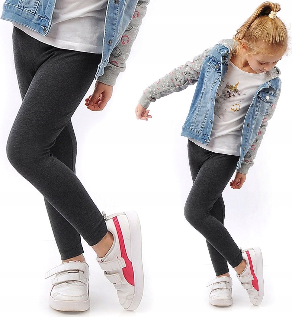 Legginsy dziecięce długie bawełniane klasyczne Grafitowe 134