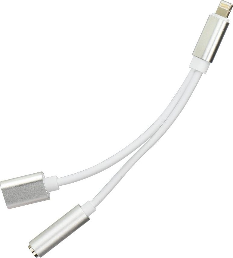 Adapter USB Partner Tele.com Lightning - Jack 3.5mm + Lightning Srebrny (5901737400680)