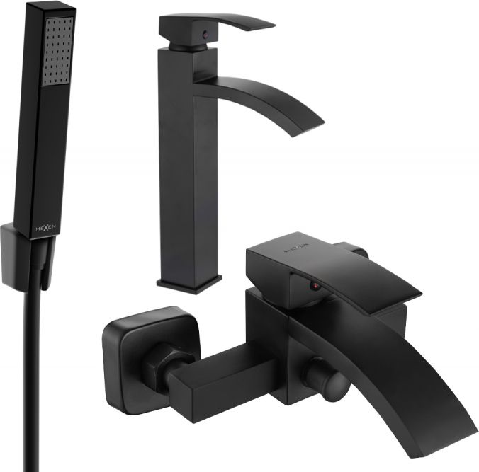 Mexen Mexen Libra R77 zestaw wannowy, czarny - 745113R77-70