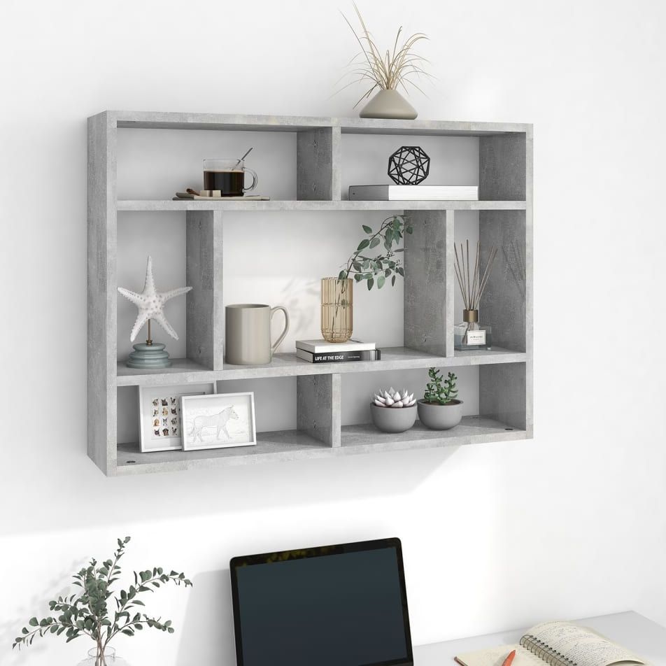 vidaXL Półka ścienna, szara, 75x16x55 cm, płyta wiórowa