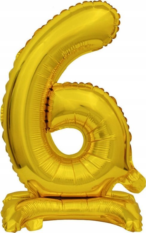 AMSCAN Balon foliowy mini cyfra 6 ze stopką złoto 22x40cm 9910074