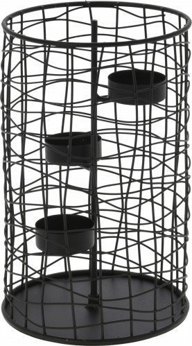 Koopman Świecznik ażurowy metalowy czarny 25 cm