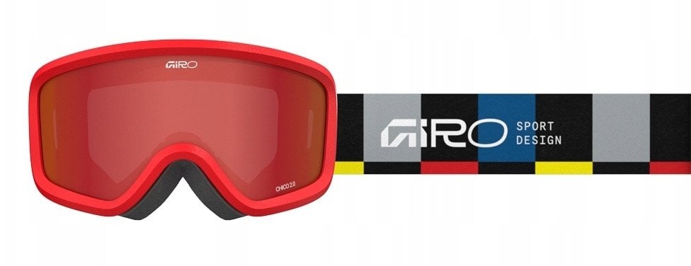 Giro Gogle zimowe juniorskie GIRO CHICO 2.0 BLACK BLOCKS (OTG) (Cylindrical) (Lustrzana szyba kolorowa AMBER SCARLET 19-42% S2)