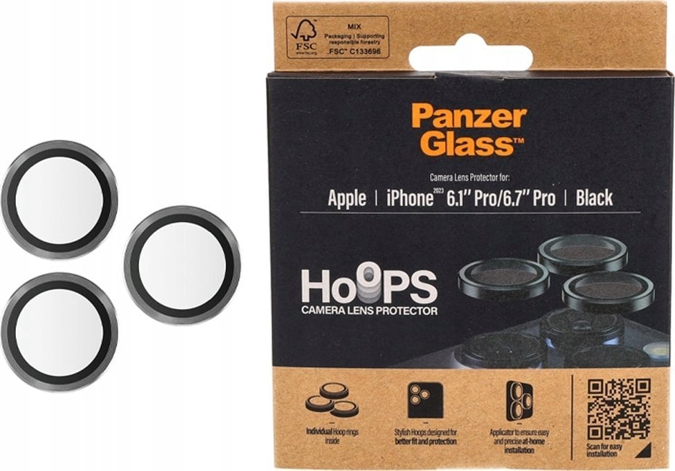 PanzerGlass PanzerGlass Hoops Camera iPhone 15 Pro 6.1" / 15 Pro Max 6.7" czarny/black 1139 camera lens protector hoop optic rings