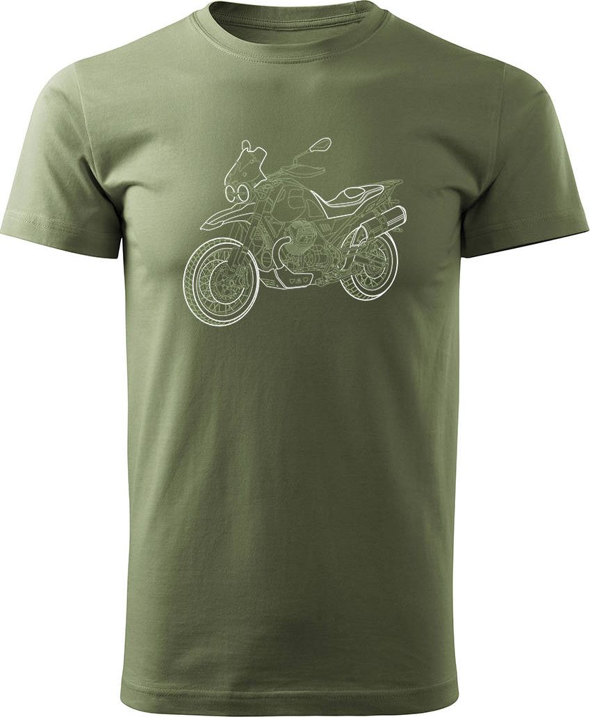 Topslang Koszulka motocyklowa na motor Moto Guzzi V85 Stroke męska khaki REGULAR r. XXL
