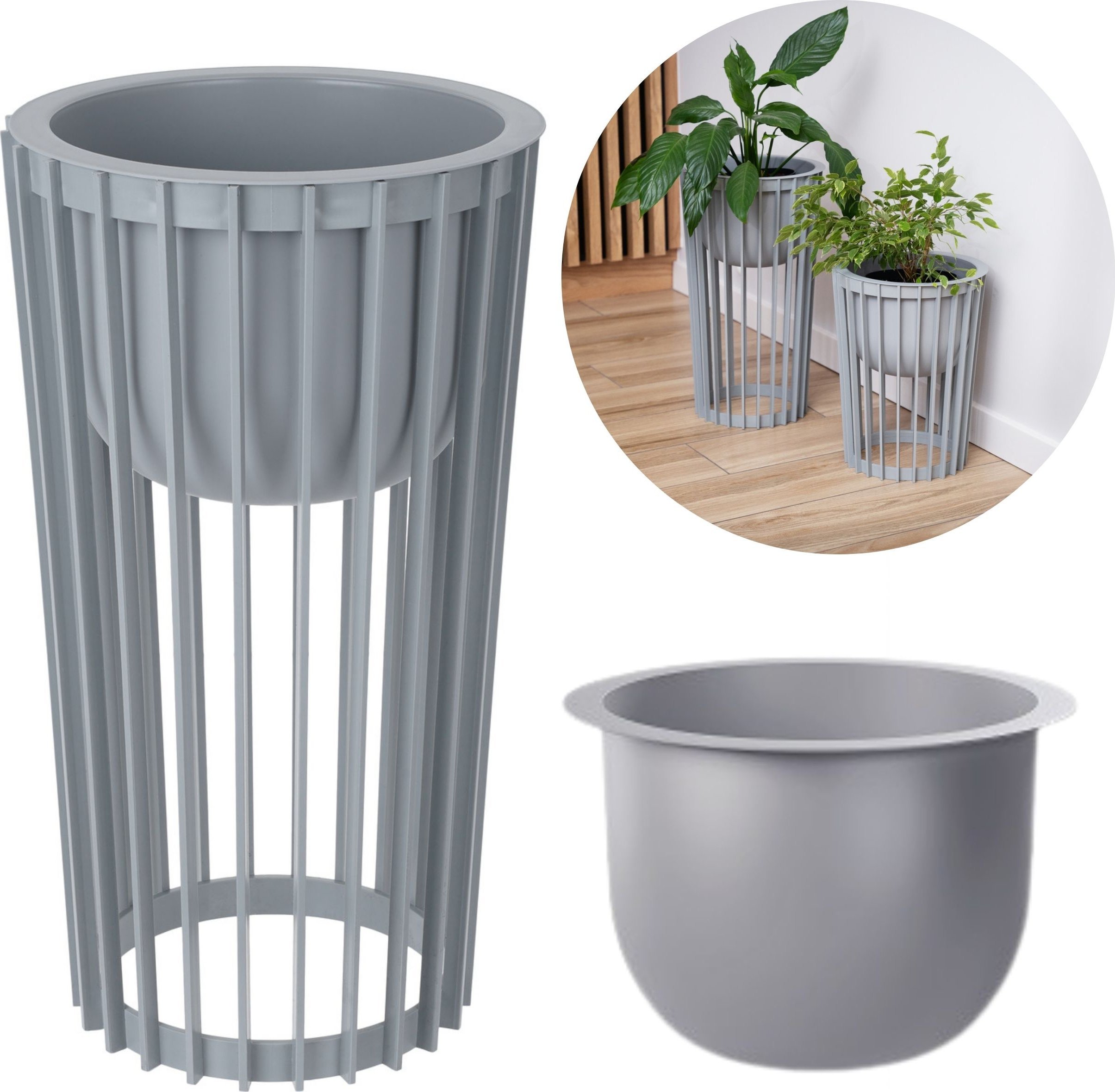 Kwietnik wysoki dwustronny Standy 54h Stojak na kwiaty + wkład wewnętrzny