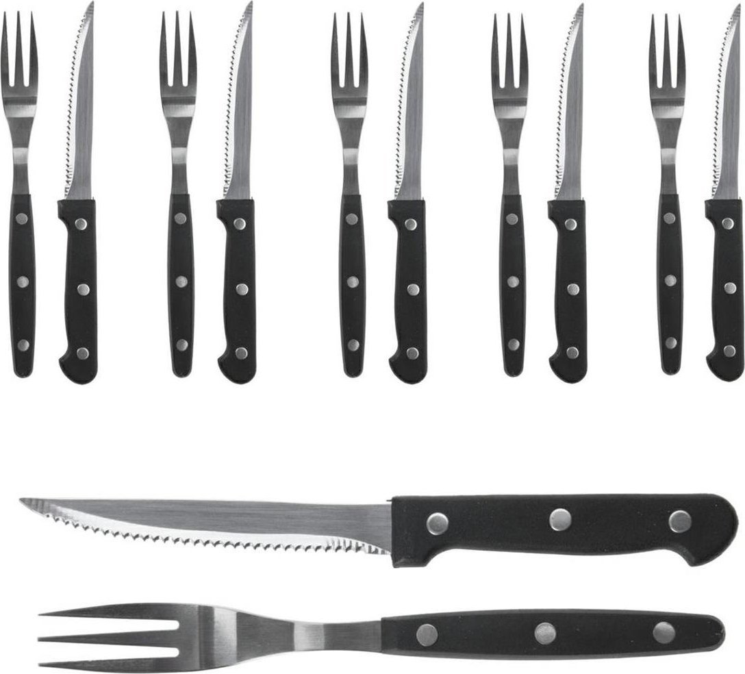 BBQ Sztućce do steków burgerów noże widelce zestaw 12 elementów uniwersalny