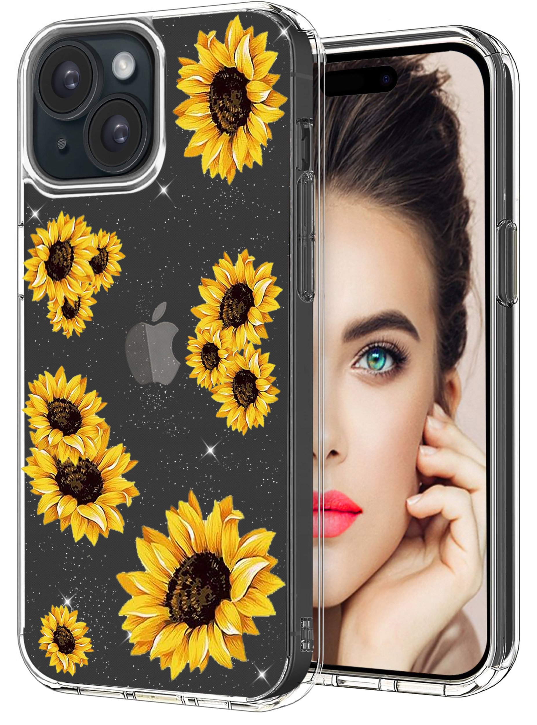 ETUI do Apple iPhone 15 Plus WZORY BROKAT CASE PRZEŹROCZYSTE PLECKI + SZKŁO