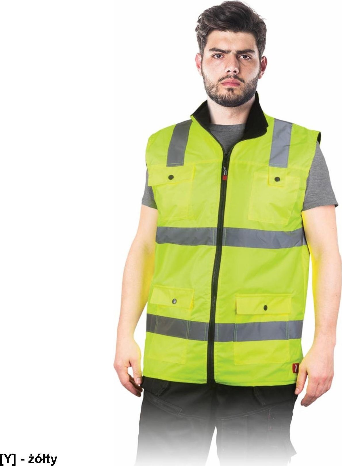 R.E.I.S. CITRON - Bezrękawnik ostrzegawczy, pasay odblaskowe, ocieplany polarem 2XL