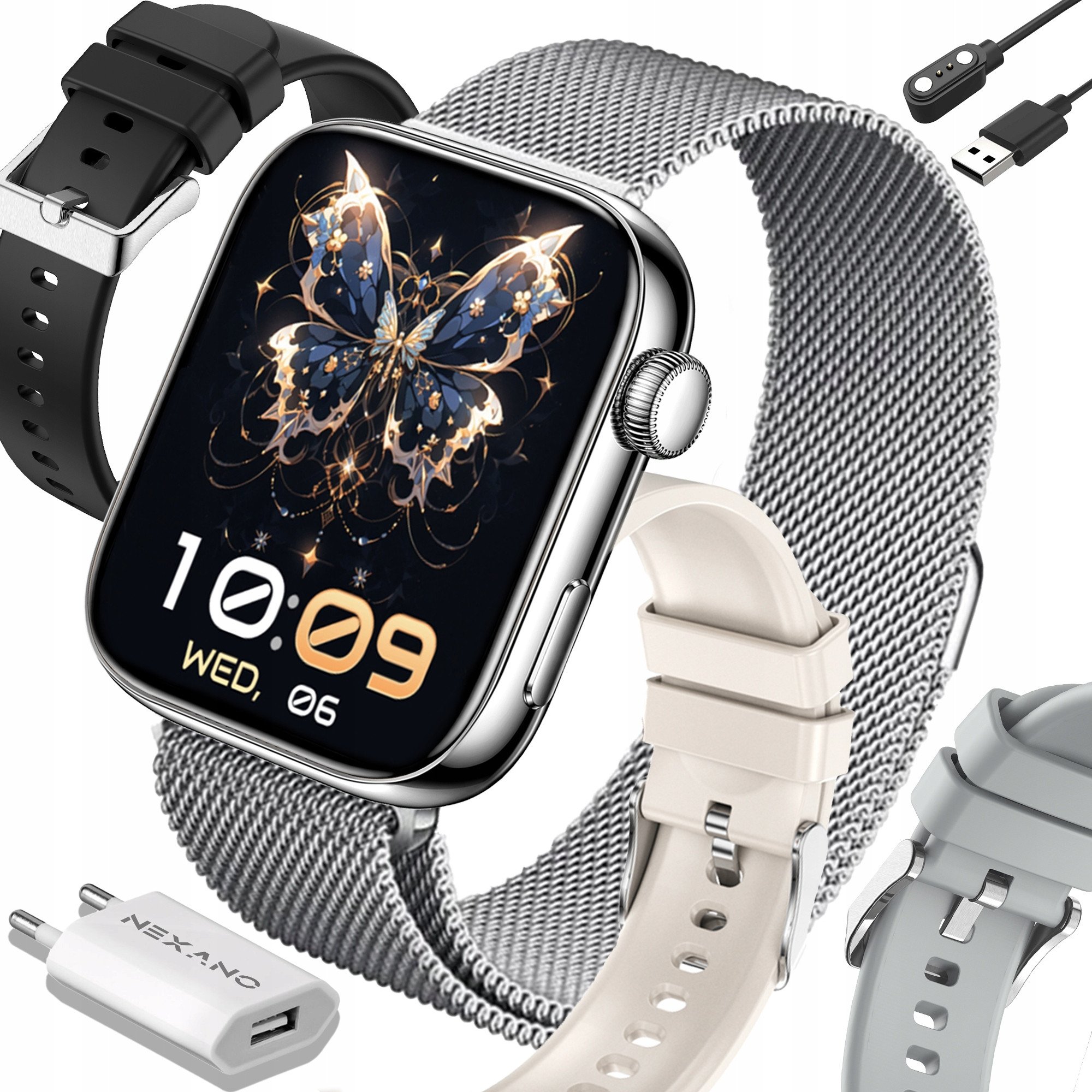 SMARTWATCH DAMSKI ZEGAREK SMART WATCH ROZMOWY PL MENU POLSKIE SPORT 4 PASKI