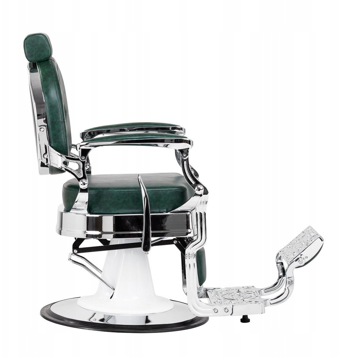Gabbiano fotel barberski President Zielony z chromowaną ramą
