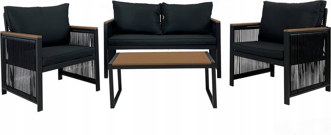 kontrast Modułowy zestaw mebli ogrodowych technorattan CUBA 4 cześci 4os. czarny