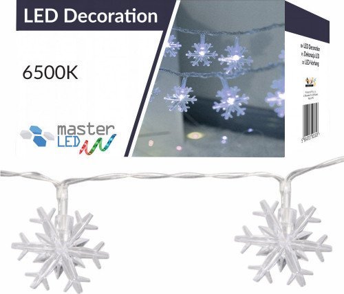 Lampki choinkowe Świąteczne lampki choinkowe płatki śniegu 10 LED biały zimny