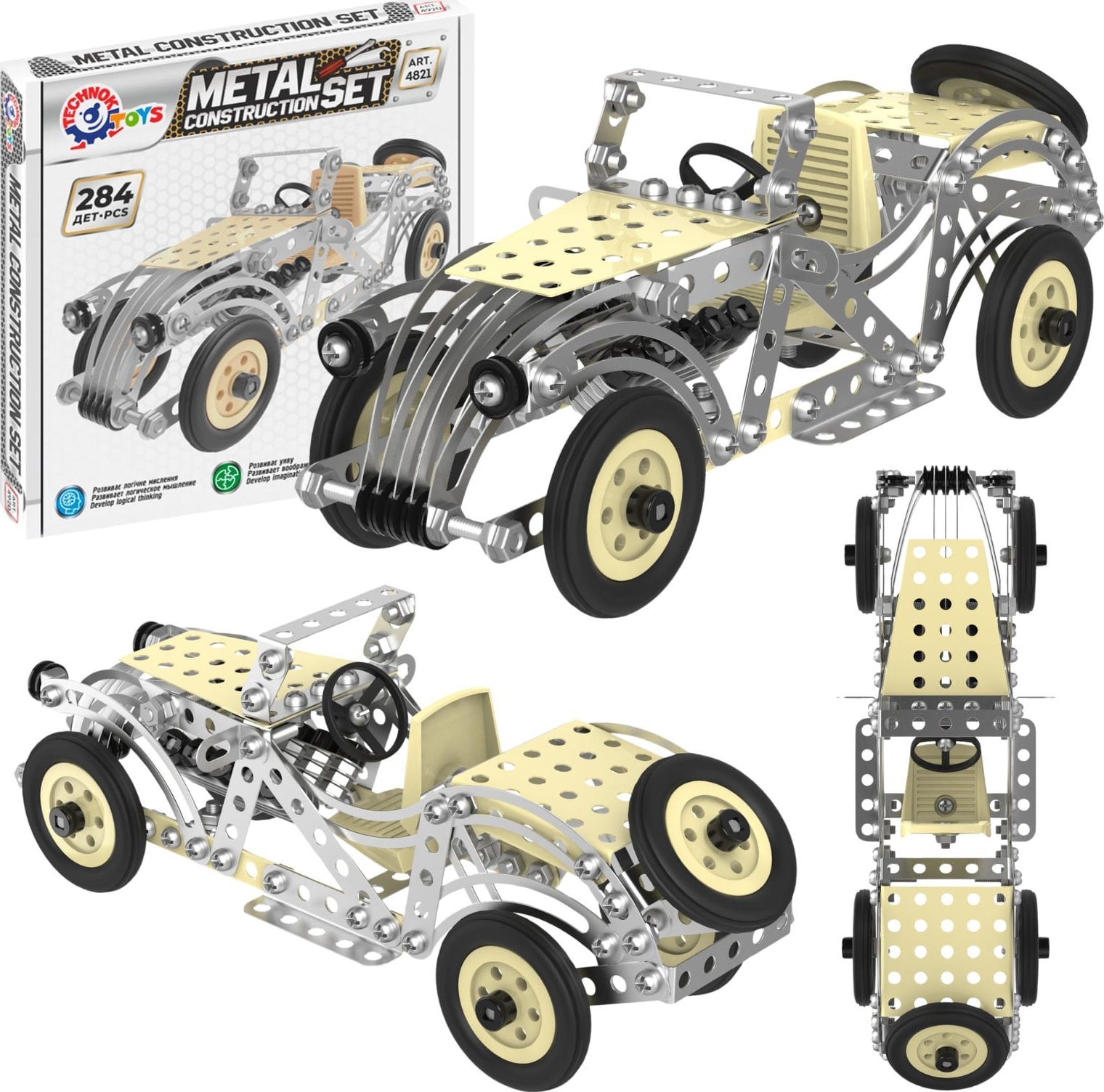 Technok Klocki konstrukcyjne metalowe Retro samochód 284el 4821 TechnoK p10