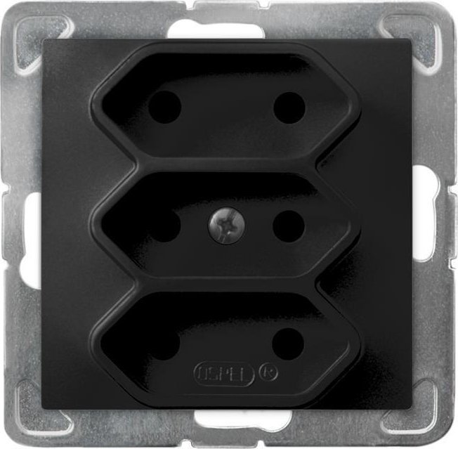 Ospel IMPRESJA Gniazdo potrójne EURO czarny metalik GP-3Y/m/33
