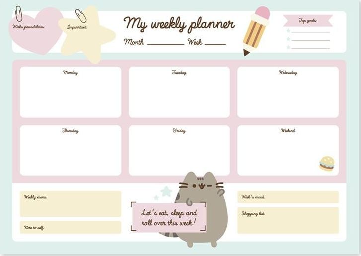 Pusheen Planner tygodniowy z kolekcji Foodie