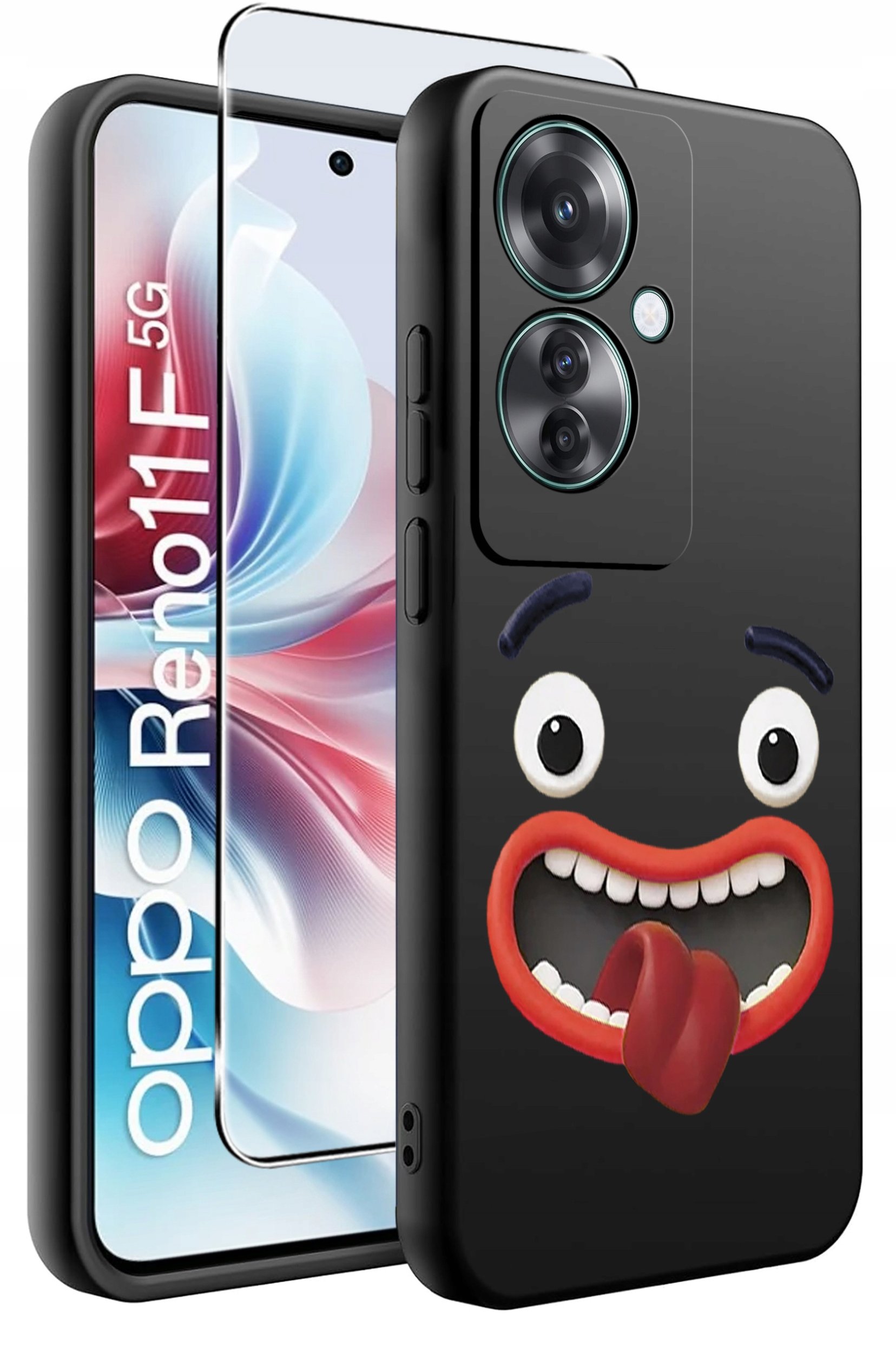 ETUI do Oppo Reno11 F 5G WZORY | SILIKONOWE MATT CASE + SZKŁO HARTOWANE 9H