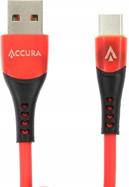 Kabel USB Accura Accura USB-A - USB-C 1.0mgumowy 5V/2A czerwony