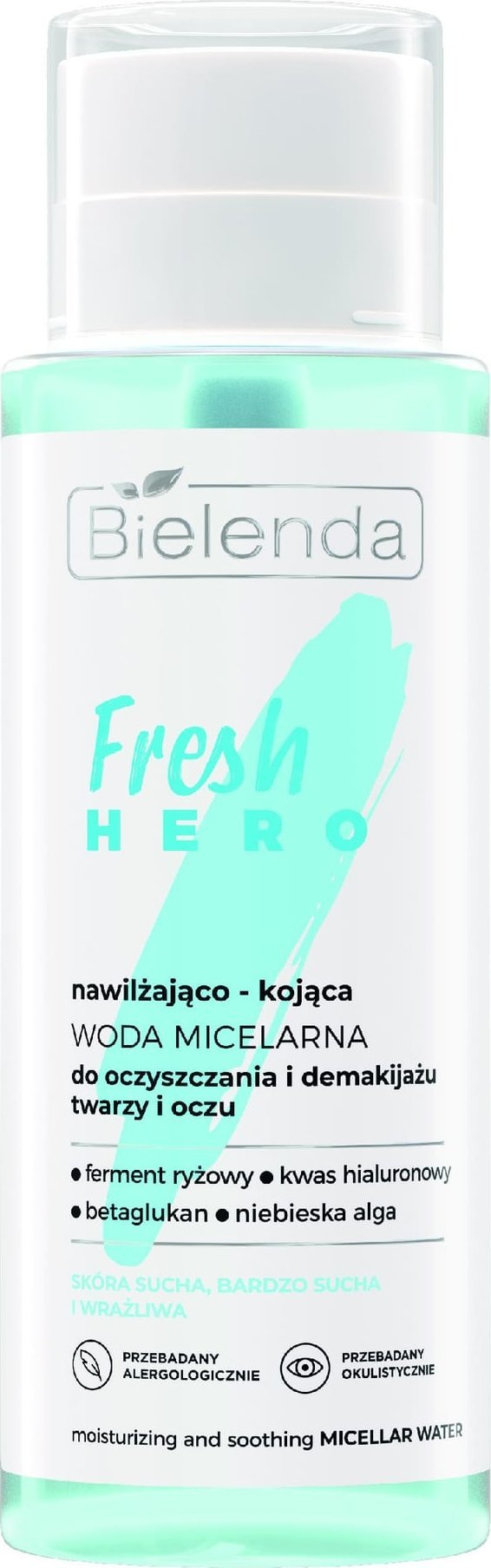BIELENDA Fresh Hero Nawilżająco-kojąca woda micelarna do oczyszczania i demakijażu twarzy i oczu 400 ml