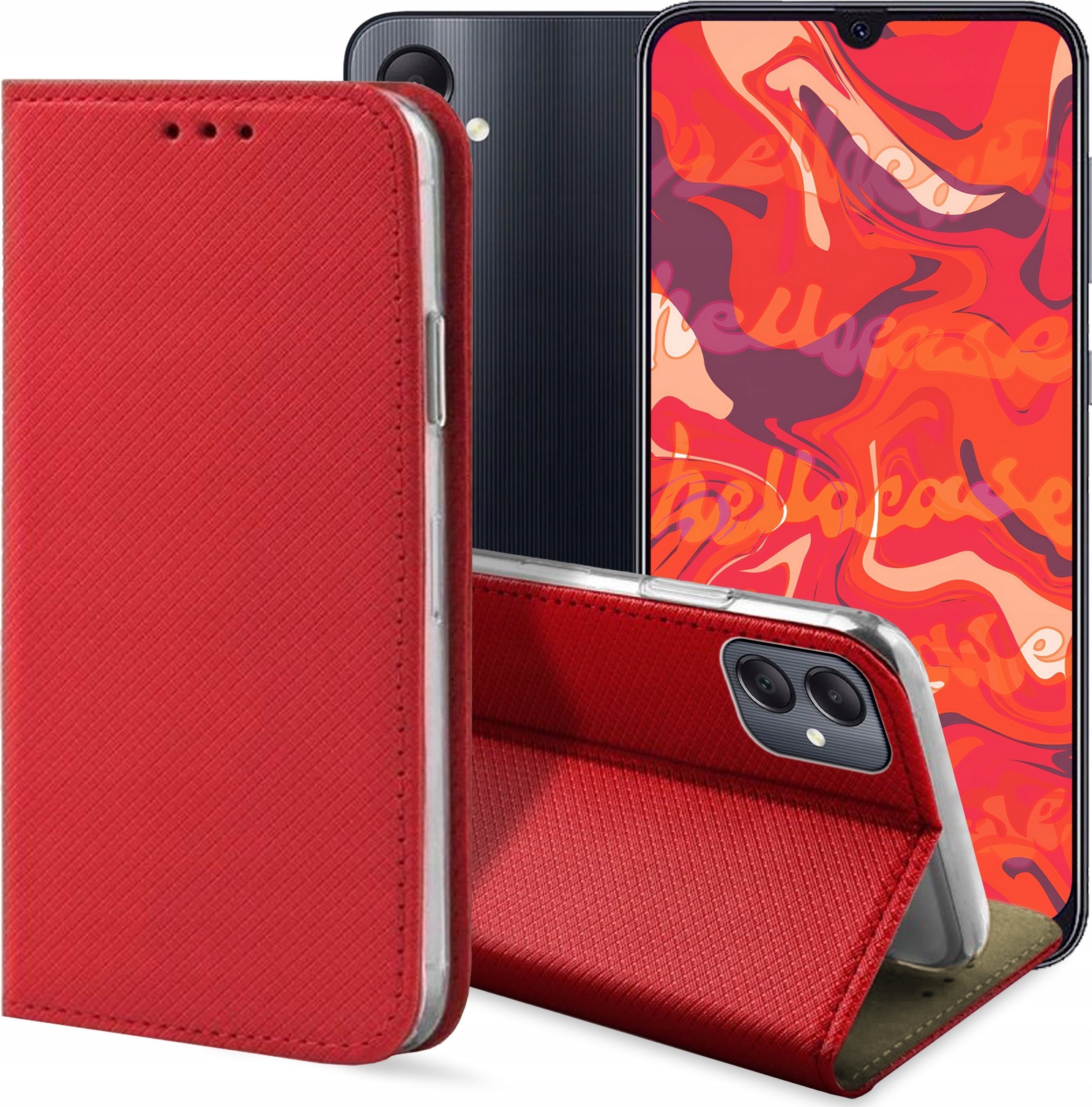 ETUI Z KLAPKĄ DO SAMSUNG GALAXY A05 / A05S CZERWONE MAGNETYCZNE KABURA CASE