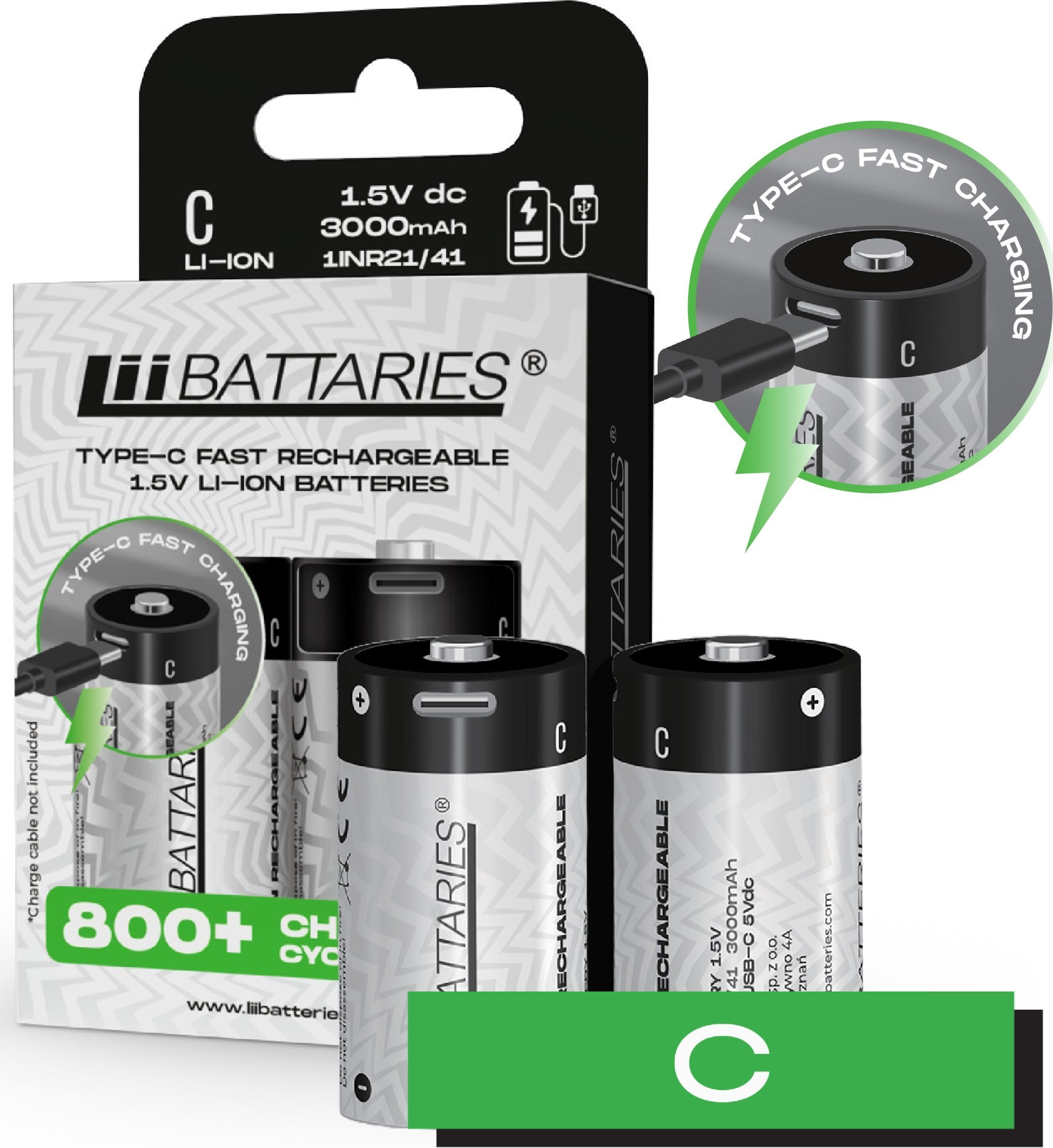 LIIBATTARIES AKUMULATORY LI-ON TYPU C 2szt