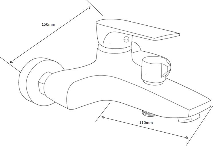 Bateria wannowa Mexen Axel ścienne chrom