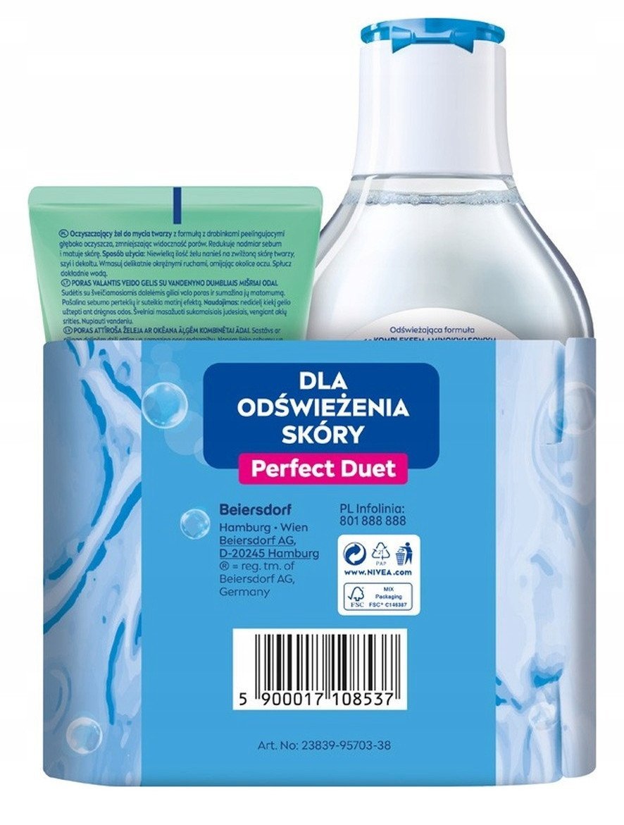 NIVEA Zestaw Duopack Płyn micelarny 400 ml + Żel do mycia twarzy