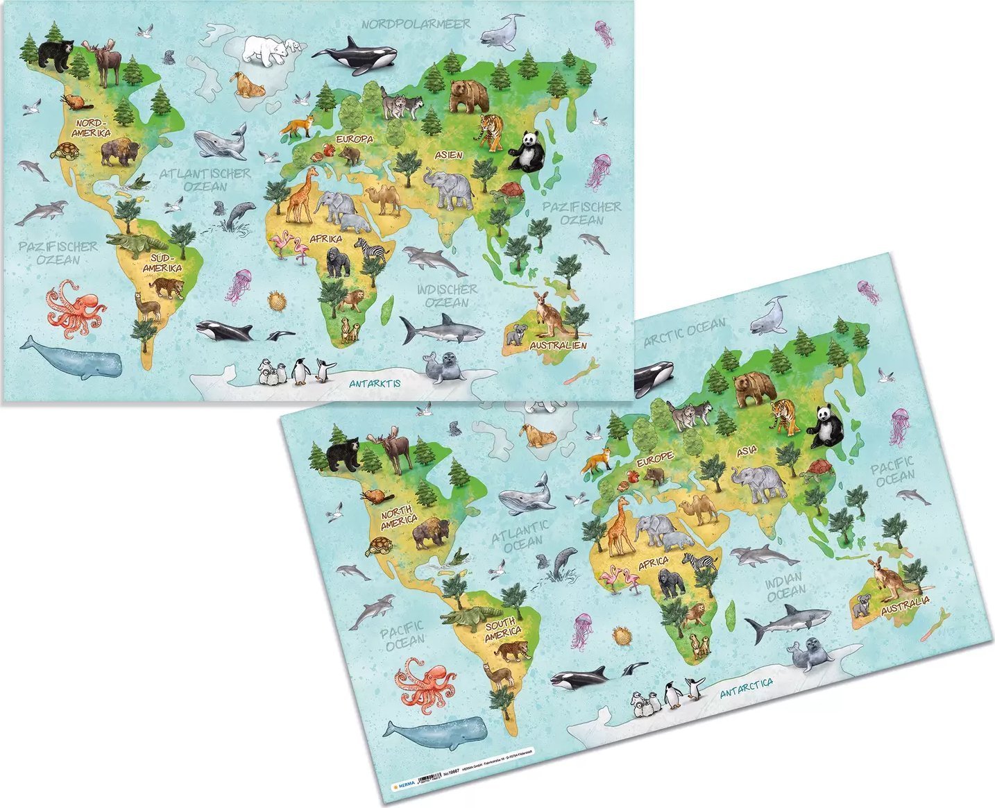 Herma HERMA Schreibunterlage Weltkarte 55x35 3 Stück