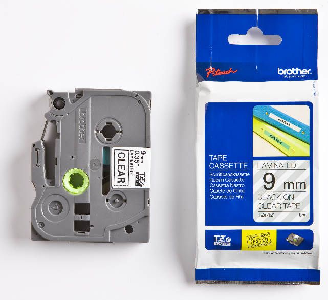 Brother taśma bezbarwna TZe-121 nadruk czarny