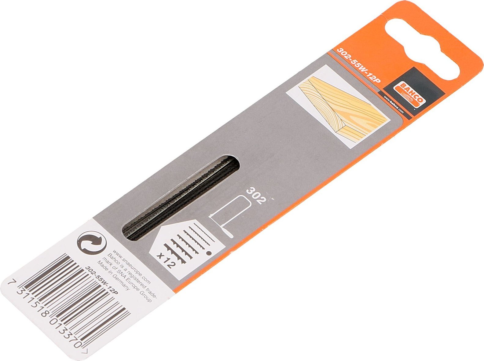 Bahco Brzeszczot do piły włosowej do drewna 302 i 502, rodzaj zęba: 5, długość: 130 mm, 12 szt. BAHCO