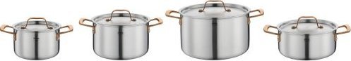 Hurtel Zestaw garnków, 4 el., stal nierdzewna, uchwyty w kolorze różowego złota GOURMET / Spring