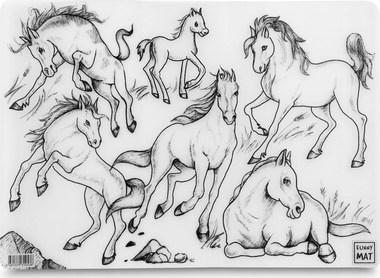 vidaXL Mata transparentna Konie Funny Mat STRIGO