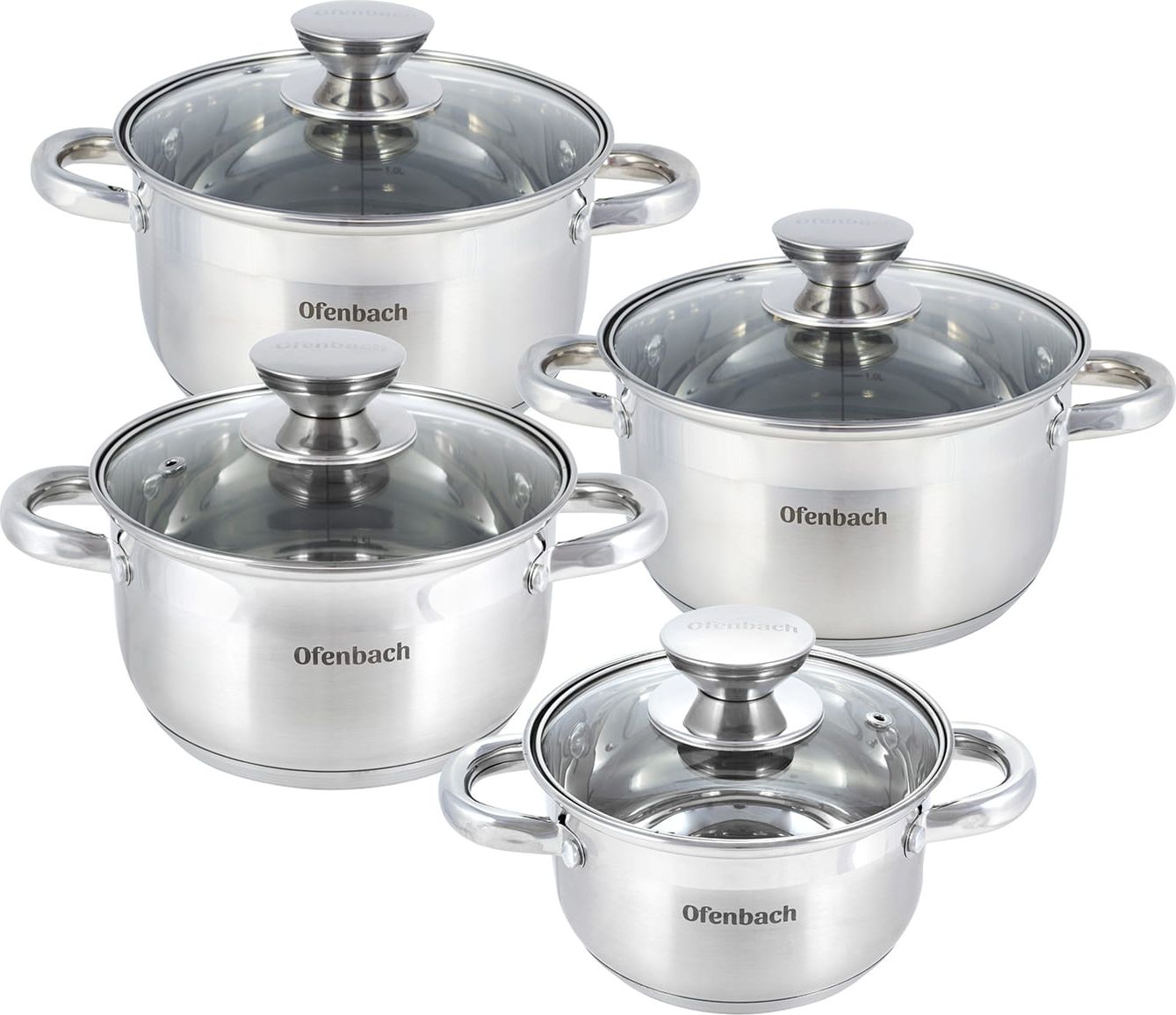 Ofenbach Podstawowy zestaw komplet garnków ze stali gaz indukcja 8el.