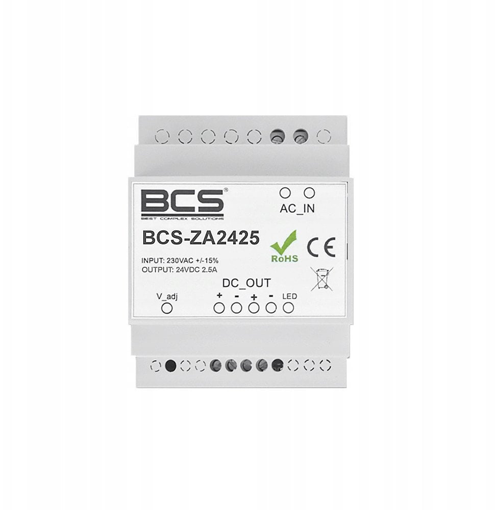 BCS-ZA2425 BCS Zasilacz 24V DC dedykowany do zasilania switcha PoE