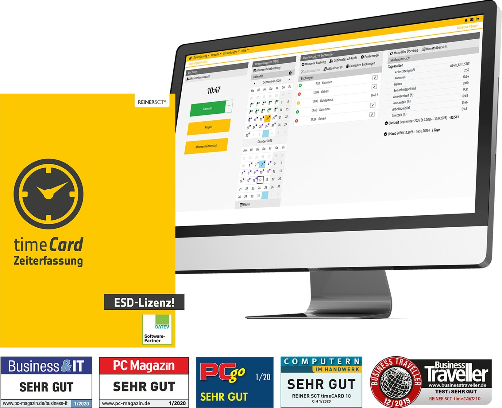 REINERSCT timeCard 10 Zeiterfassung Jahreslizenz fuer 25 Mitarbeiter