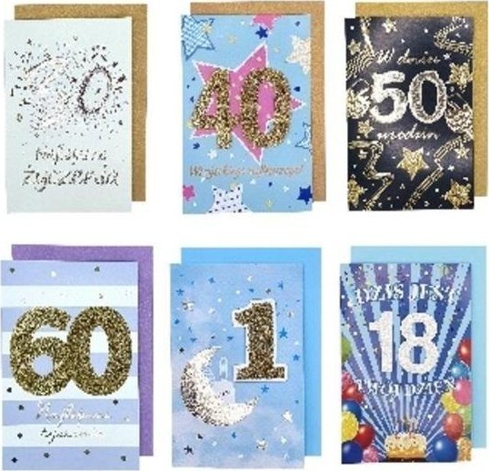 Incood Kartka urodzinowa składana 1,5x17cm mix