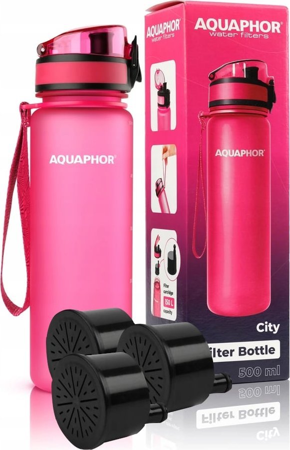 Aquaphor BIDON FILTR BUTELKA AQUAPHOR CITY RÓŻOWA +3 WKŁADY