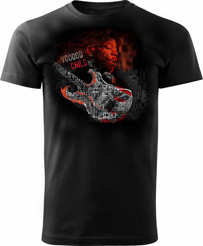 Topslang Koszulka rock Jimi Hendrix rockowa gitara z gitarą dla gitarzysty męska czarna REGULAR XL