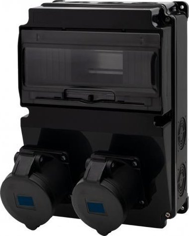 F-Elektro Rozdzielnica czarna LAGO 10M SCENIC - gniazda proste 16A/3P, 32A/3P F3.2887