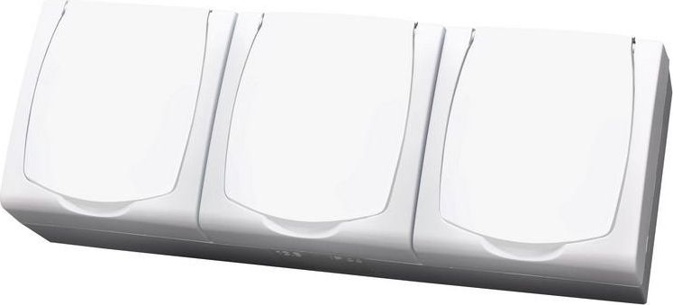 Ospel MADERA Gniazdo hermetyczne potrójne z/u IP44 klapka biała (GNH-3NZw)