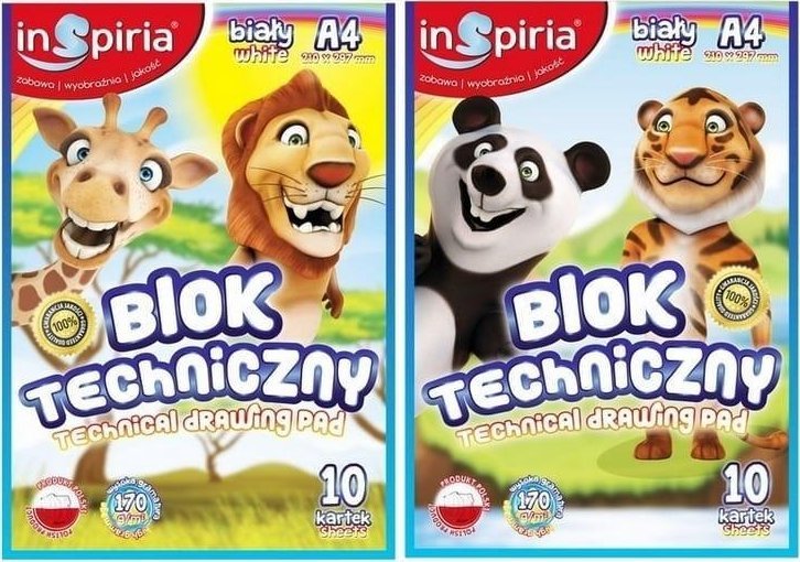 SCHEMAT Blok techniczny A4/10K 170g biały (20szt)