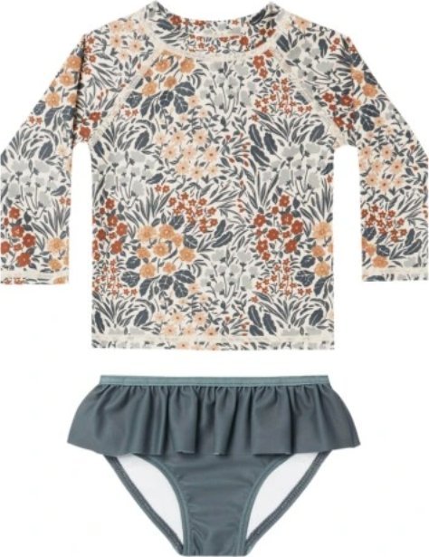 Dziewczęcy Dwuczęściowy Strój Kąpielowy z Falbanką UV Szary 80