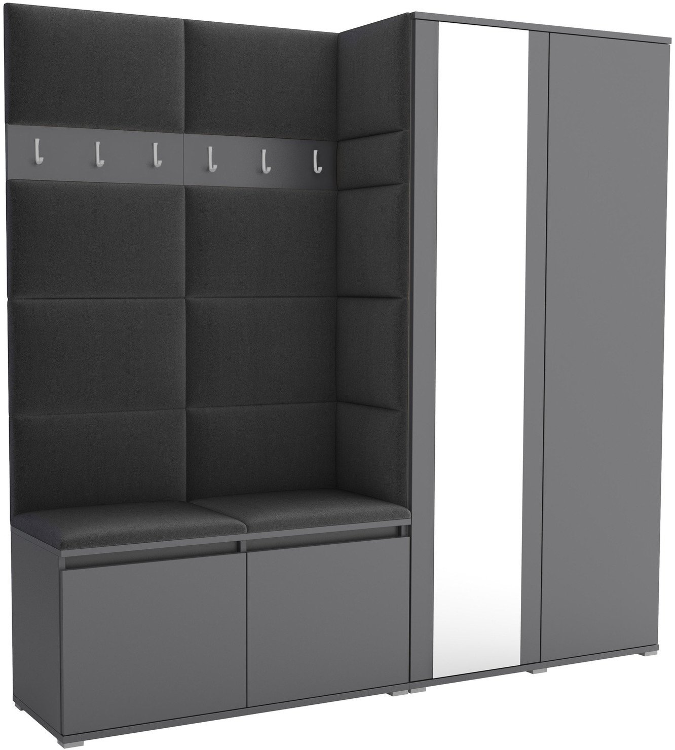 Tapicerowana garderoba Noris IV z lustrem - kolor antracyt + tkanina Trinity 15